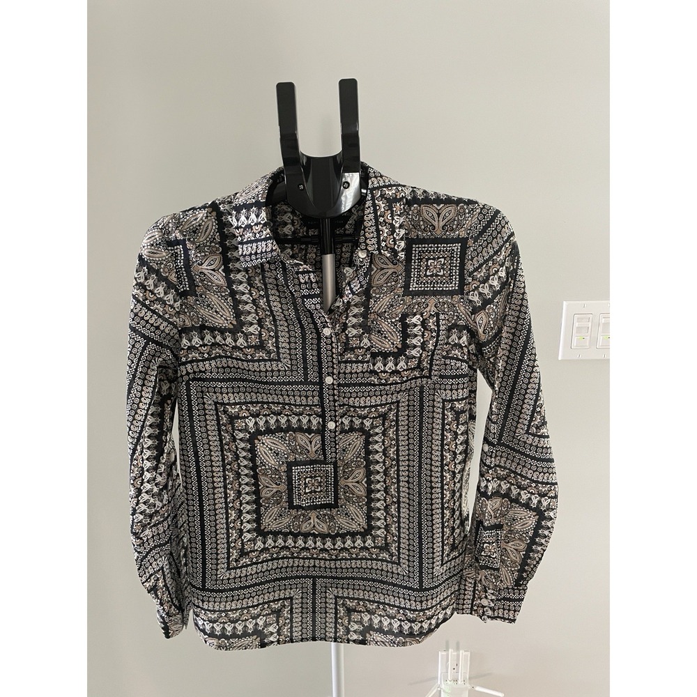 TONI 12 Women's Long Sleeve Button Up Geometric Print Blouse‎ Top Size Medium